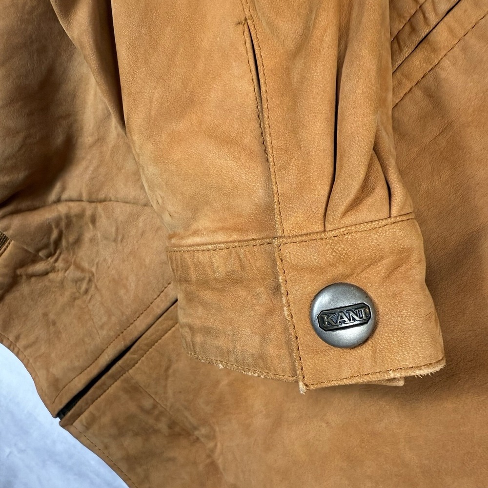 Vintage Karl Kani Suede Men's Bomber Jacket Zip Up Satin Style Interior XL Flaws - Picture 7 of 13